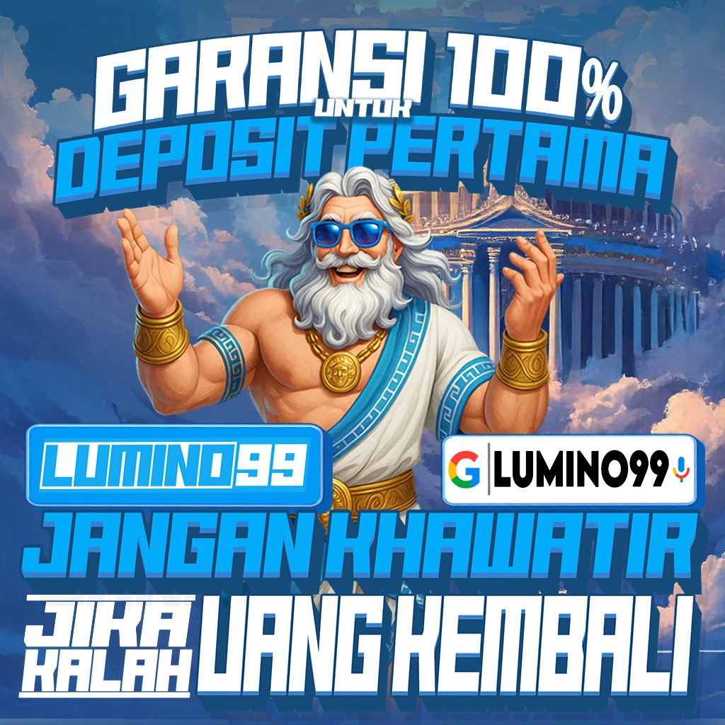 Banner LUMINO99 situs slot online terpercaya dengan tema biru langit